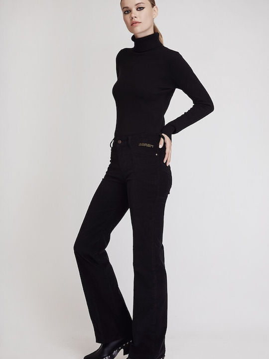 Sarah Lawrence Women's Cotton Trousers in Bootcut Fit Black