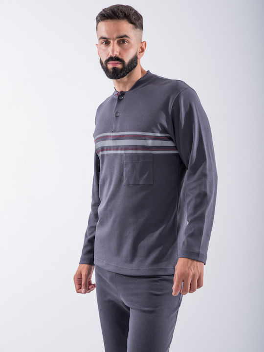 Cherry Underwear Men's Winter Pajamas Set Grey.