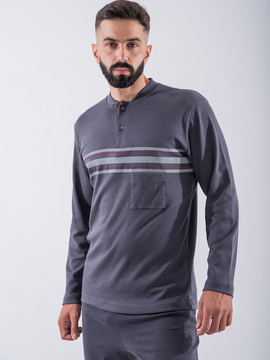 Cherry Underwear Men's Winter Pajamas Set Grey.