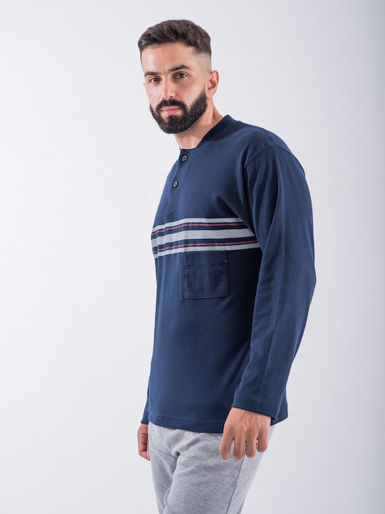 Cherry Underwear Men's Winter Pajamas Set Blue