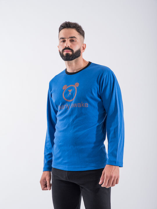 Cherry Underwear Men's Winter Pajamas Set Blue