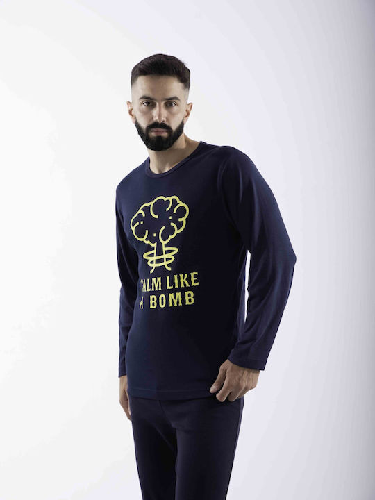 Cherry Underwear Men's Winter Pajamas Set Blue