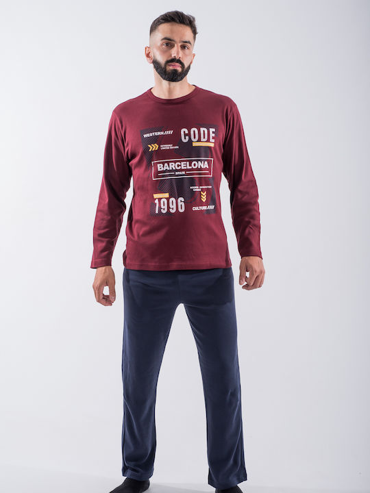 Cherry Underwear Men's Winter Pajamas Set Red
