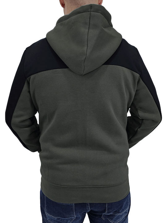 Double Men's Sweatshirt Jacket with Hood black