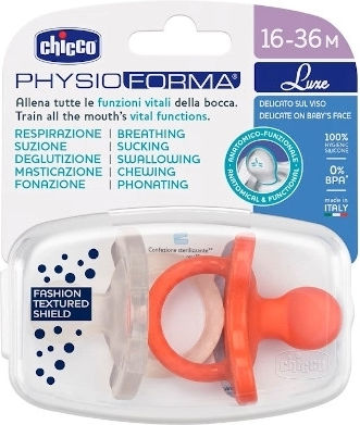 Chicco Soft Luxe Биберони Силикон Оранжево - Сиво за 16-36 месеци 2бр