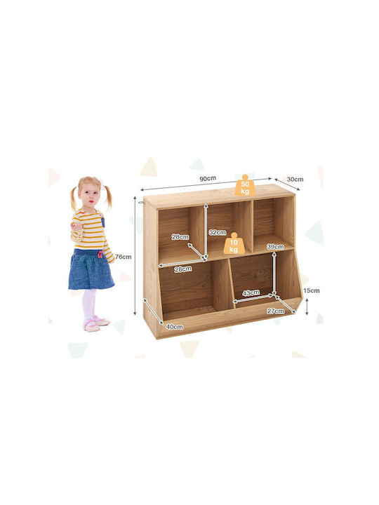 Costway Spielzeug Aufbewahrungssystem aus Holz Braun 90x40x76cm 1Stück