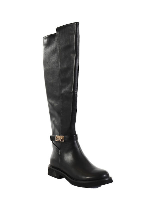 Laura Biagiotti Leather Women's Boots with Zipper Black