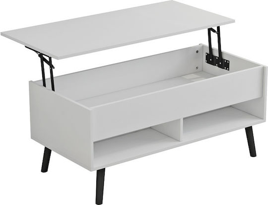 Rechteckig Couchtisch Skyfi Holz mit Serviertablett White-Black B100xT60xH45cm