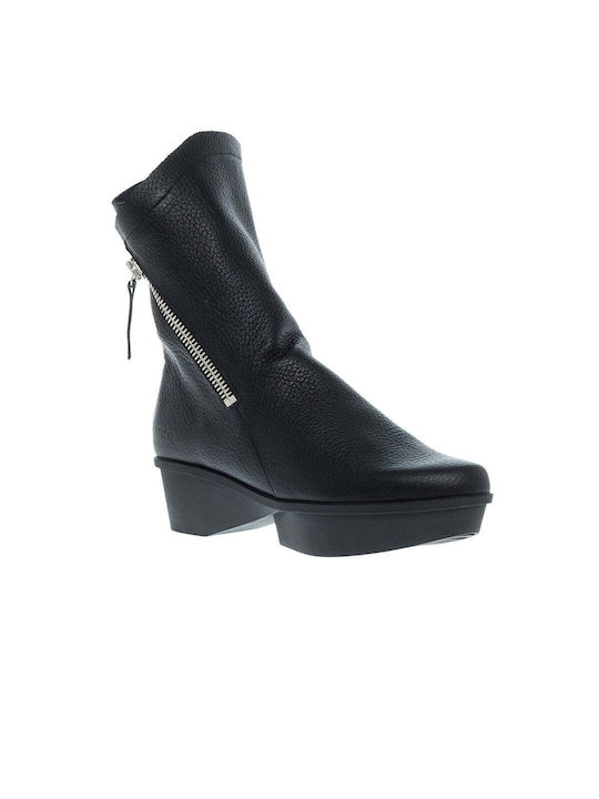 Arche Leather Women's Ankle Boots with Medium Heel Black