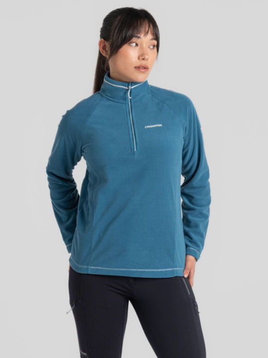 Craghoppers Half Women's Athletic Fleece Blouse Long Sleeve with Zipper Blue