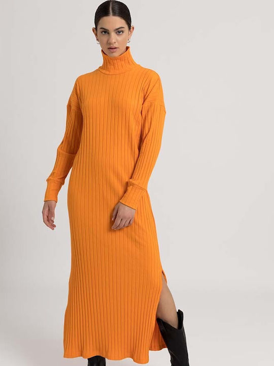 Etre Maxi Kleid Rollkragen Orange