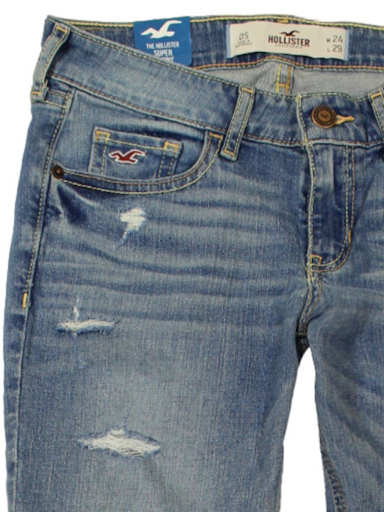 Hollister Γυναικείο Υφασμάτινο Παντελόνι σε Super Skinny Εφαρμογή Μπλε