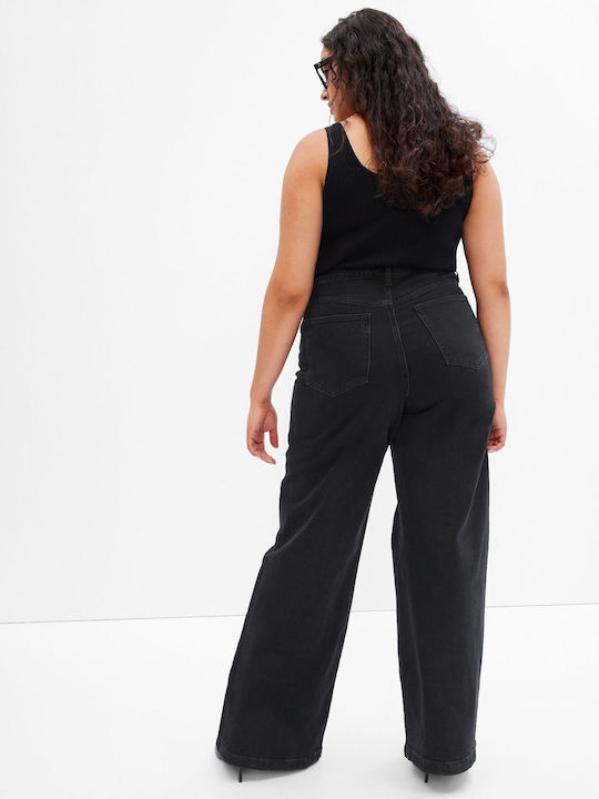 Ψηλόμεσο Γυναικείο Jean Παντελόνι σε Loose Εφαρμογή Washed Black