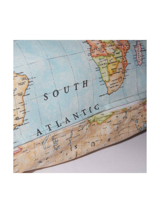 Decocraft Pernă De Podea Worldmap Albastră 70x70cm