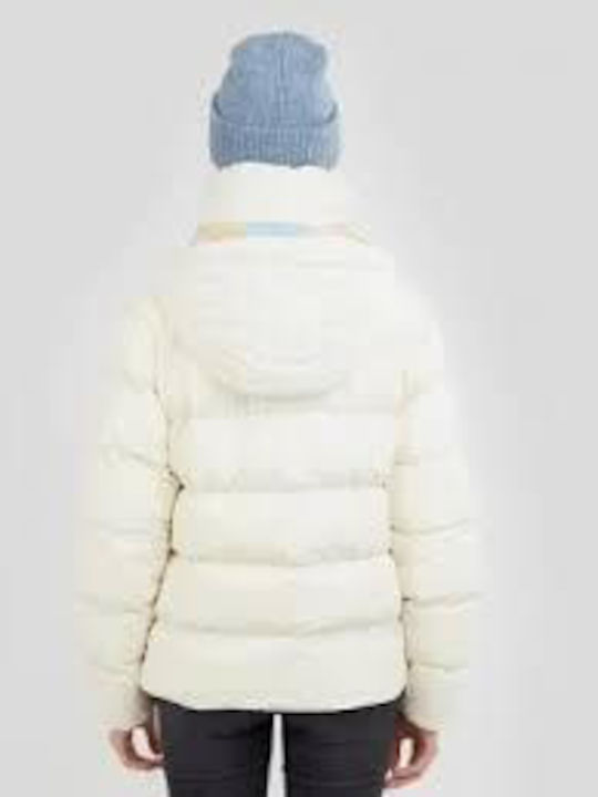 Fundango Women's Short Puffer Jacket for Winter Beige