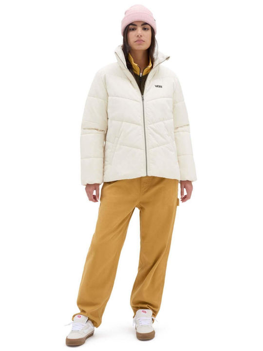 Vans Κοντό Γυναικείο Puffer Μπουφάν Αδιάβροχο για Χειμώνα Μπεζ