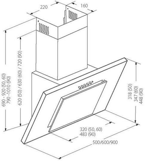 Akpo Wk-4 Απορροφητήρας Καμινάδα 50cm Μαύρος