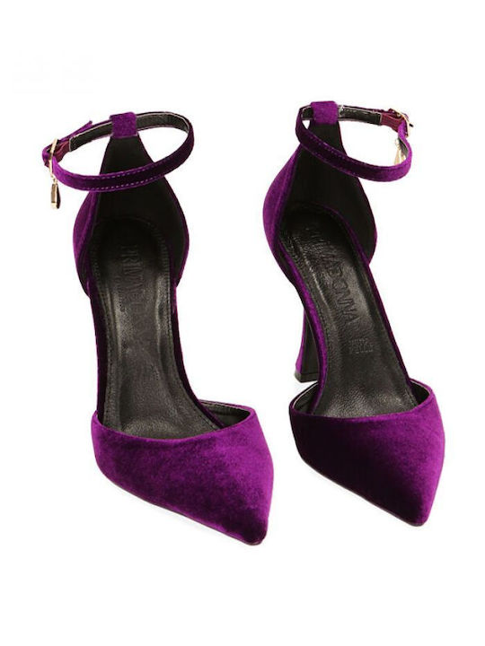 Primadonna Pointed Toe Purple Heels with Strap