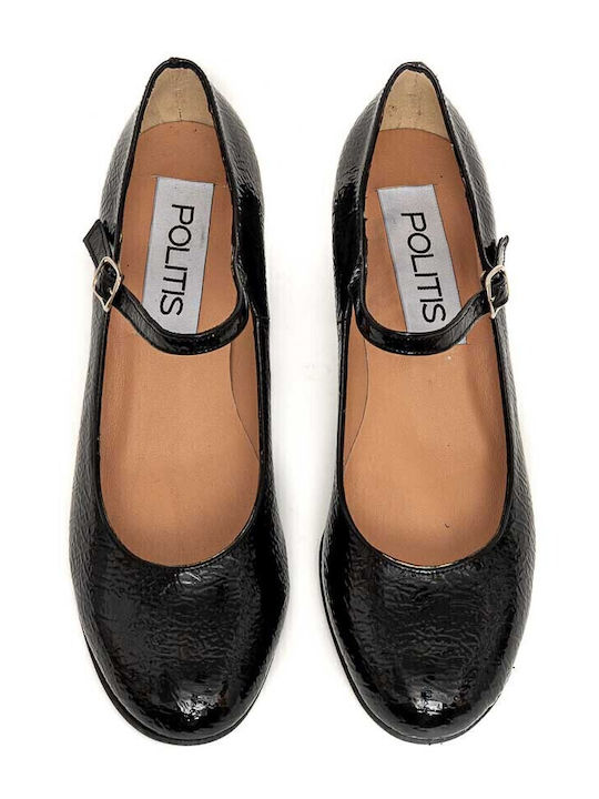 Anatomic Leather Black Medium Heels