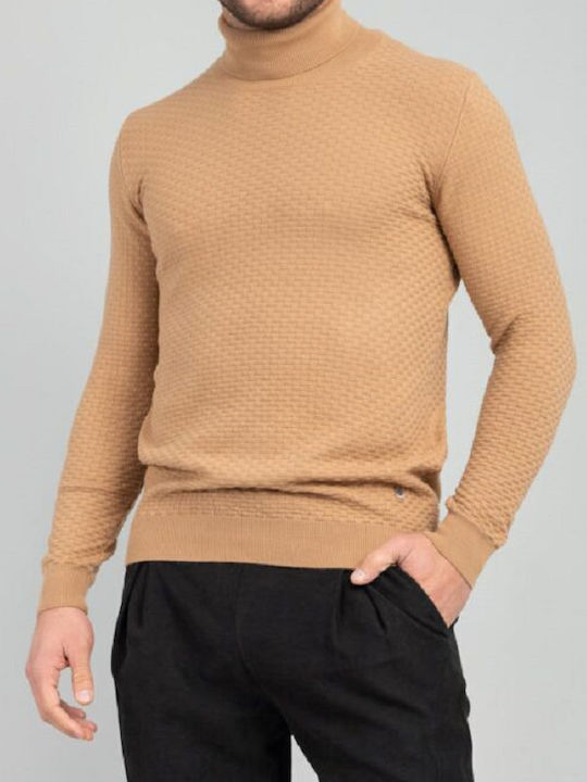 Vittorio Artist Herren Langarm-Pullover Rollkragen Beige