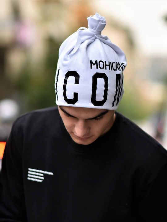 Mohicans Black Line Beanie Ανδρικός Σκούφος Πλεκτός σε Λευκό χρώμα