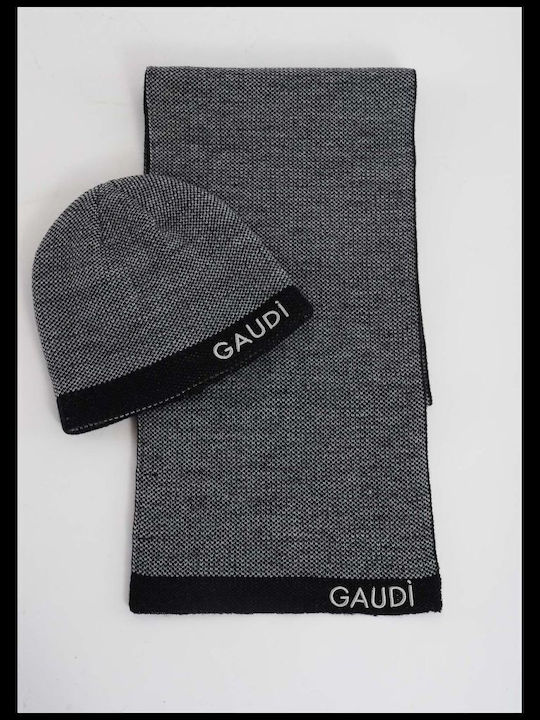 Gaudi Männer Set mit Beanie Gestrickt in Schwarz Farbe