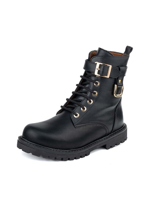 Scarpy Kids Anatomic Military Boots with Zipper Black