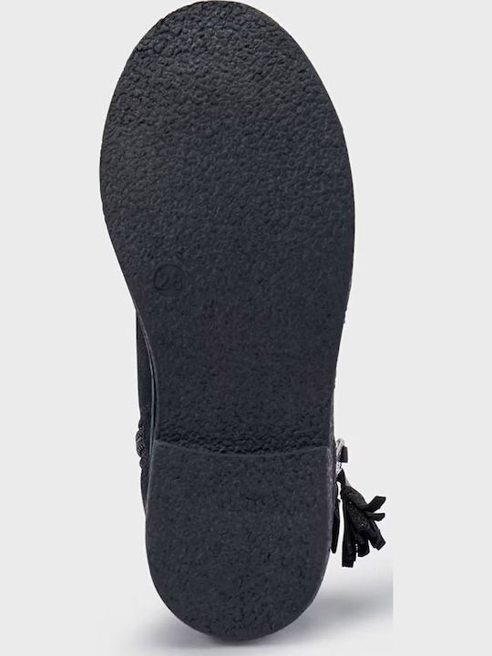 Suede Kids Boots with Zipper Black