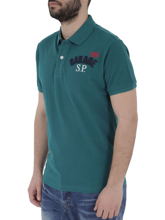 Garage Fifty5 Bluza Bărbătească cu Mânecă Scurtă Polo Pesto