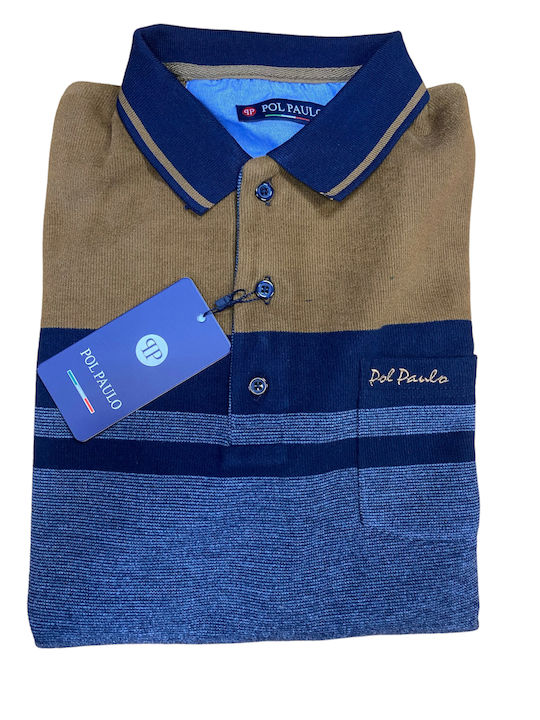 Pol Paulo Men's Long Sleeve Blouse Polo Blue.