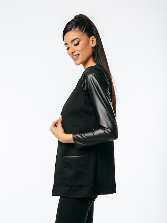 Dress Up Damen Leder Blazer Black