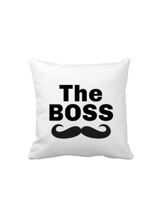 VOUR Μαξιλάρι Καναπέ The Boss - The Real Boss Λευκό 20x20εκ.