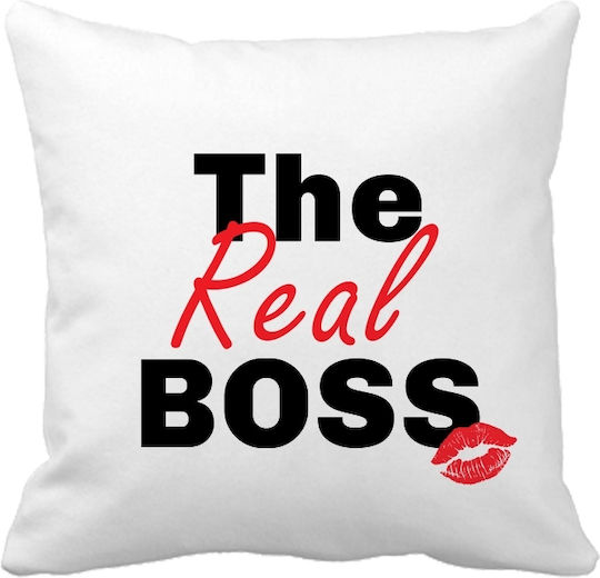 VOUR VOUR Zierkissen The Boss The Real Boss Weiß 20x20cm