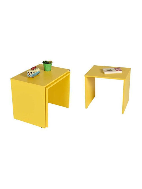Set Zigon Rectangular Din Lemn Galben 3 Buc M55xL40xÎ47cm