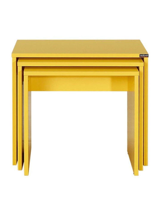 Set Zigon Rectangular Din Lemn Galben 3 Buc M55xL40xÎ47cm