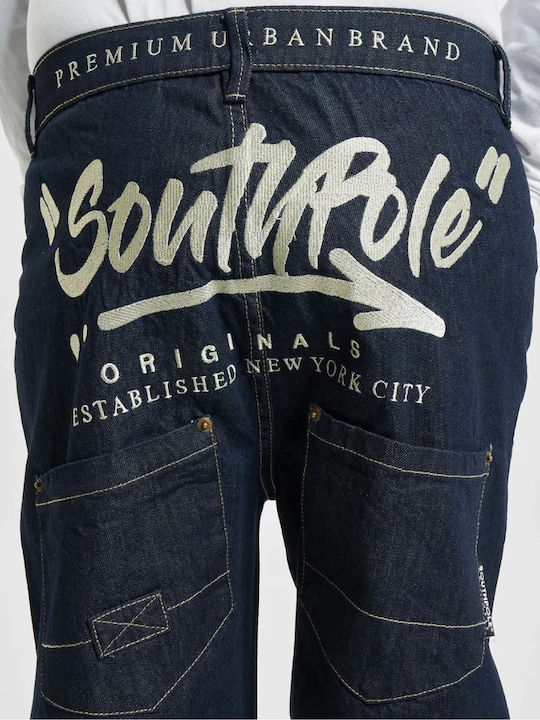 Southpole Script Pantaloni de Bărbați din Jean în Croială Largă indigo brut