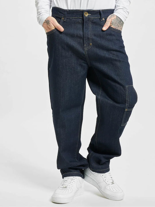 Script Ανδρικό Παντελόνι Τζιν με Loose Straight Εφαρμογή Raw Indigo
