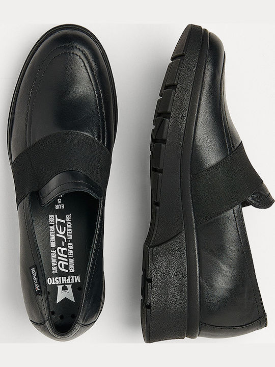 Leather Women's Moccasins in Black Color