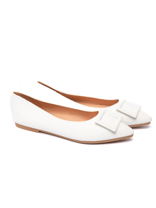 Malesa Pointy Ballerinas White