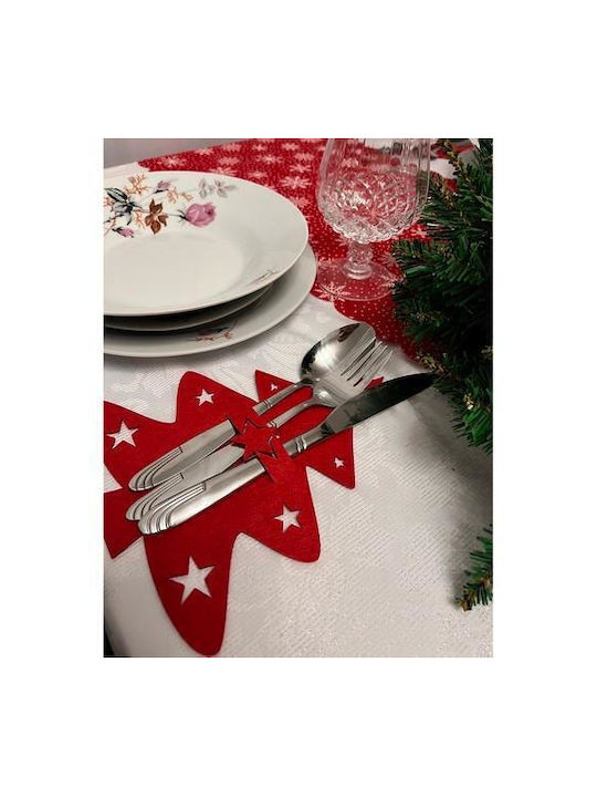 Ruhhy Set Christmas Cutlery Holders Fabric Red L20xW17cm. 12pcs