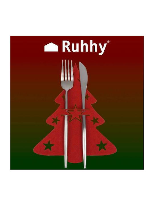 Ruhhy Set Christmas Cutlery Holders Fabric Red L20xW17cm. 12pcs