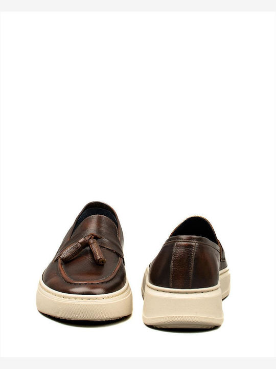 Δερμάτινα Ανδρικά Loafers σε Καφέ Χρώμα