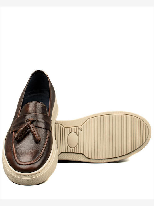 Δερμάτινα Ανδρικά Loafers σε Καφέ Χρώμα