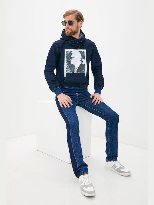 Karl Lagerfeld Men's Sweatshirt with Hood Blue