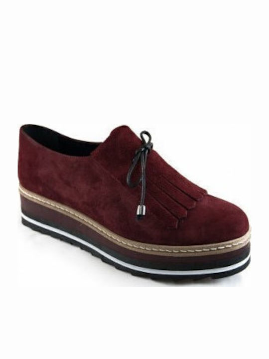 Δερμάτινα Γυναικεία Oxfords σε Μπορντό Χρώμα