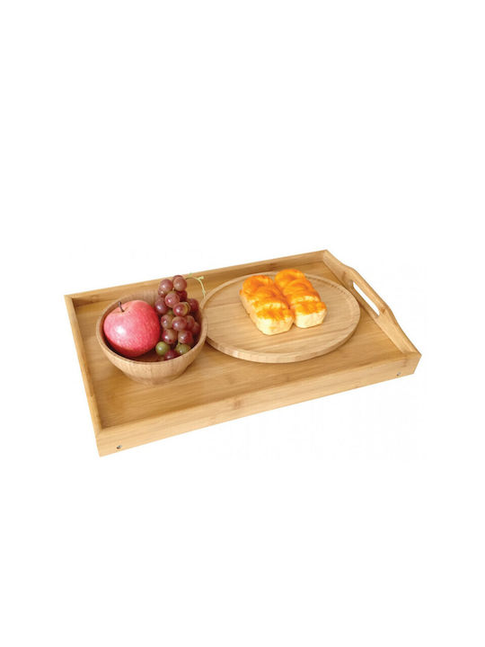 KING Hoff Bamboo Rectangular Bed Tray made of Bamboo with Handles in Beige Color 50x30x7cm KH-1502 1pcs