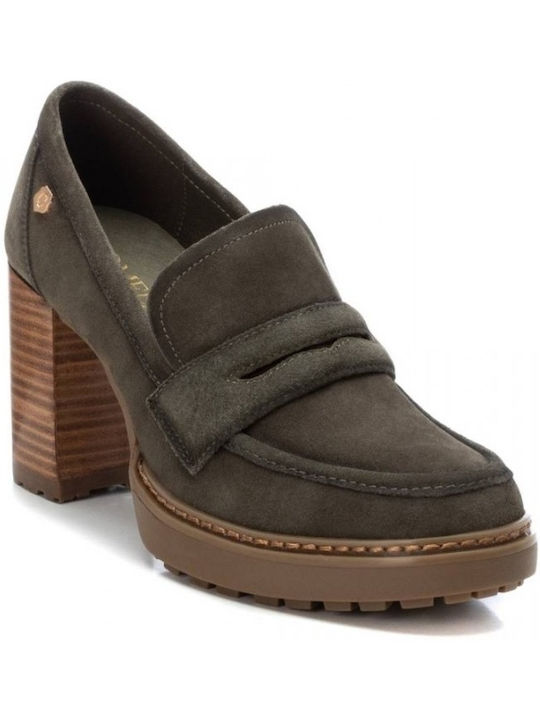 Carmela Footwear Suede Γόβες με Ψηλό Τακούνι Χακί