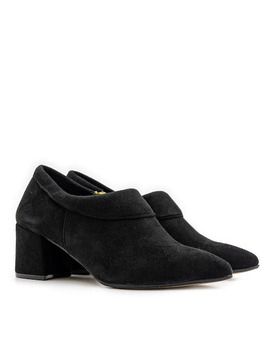 Nikola Rossi Suede Women's Ankle Boots with Medium Heel Black