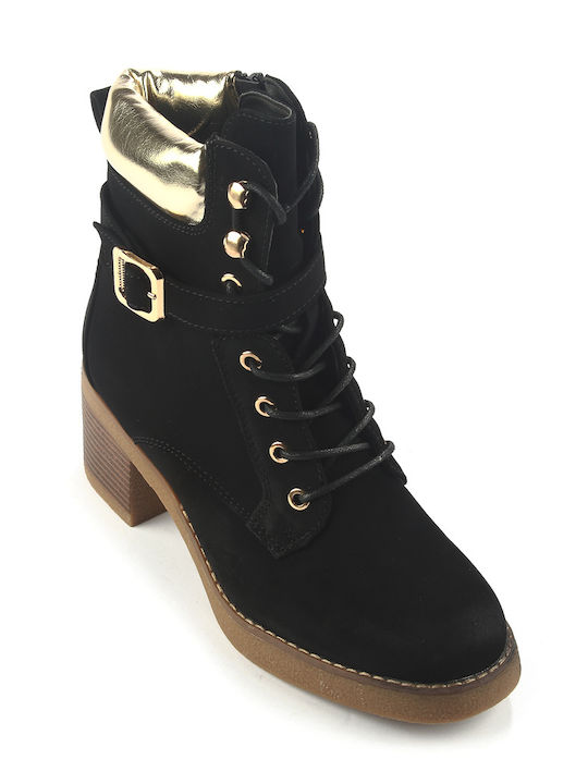 Fshoes Ghete dama cu toc mediu Black