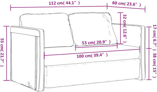 Doppelsitzer Sofa Bett Blau 112x174x55cm